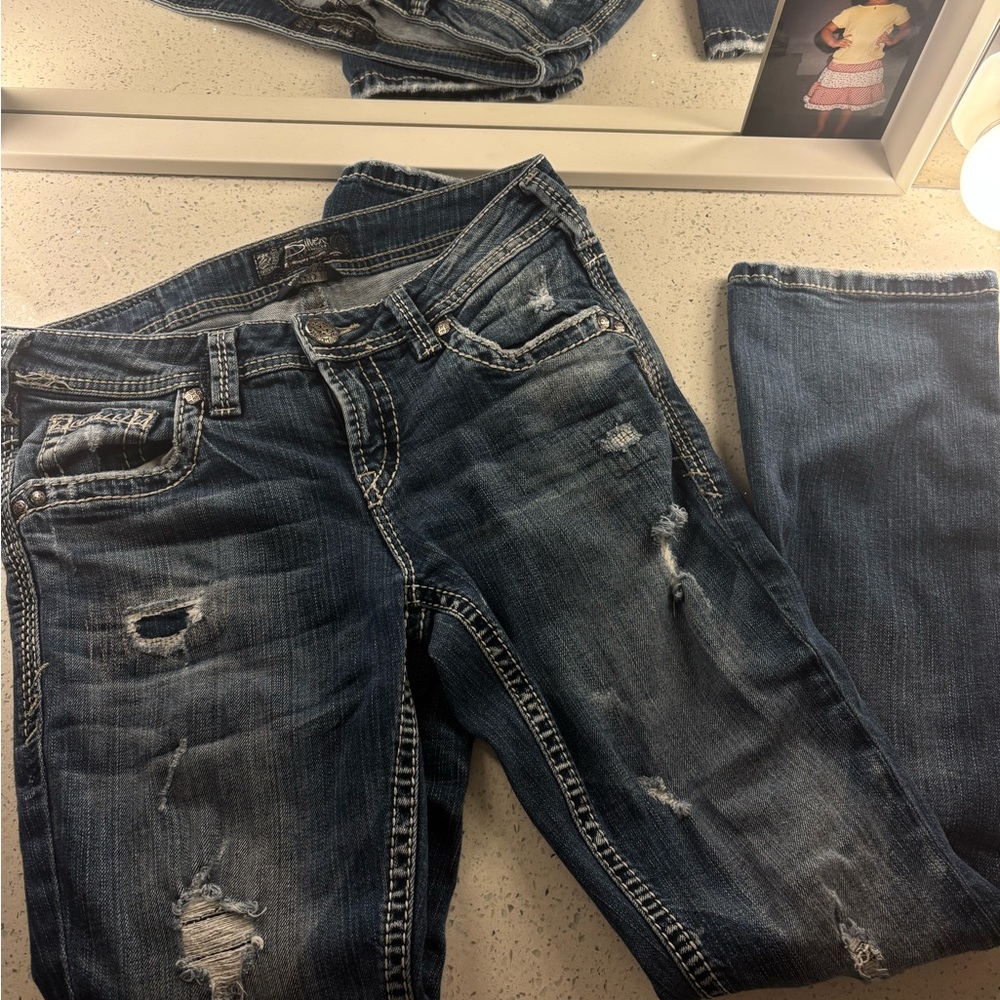 Aiko Dark Blue Distressed Boyfriend Jeans